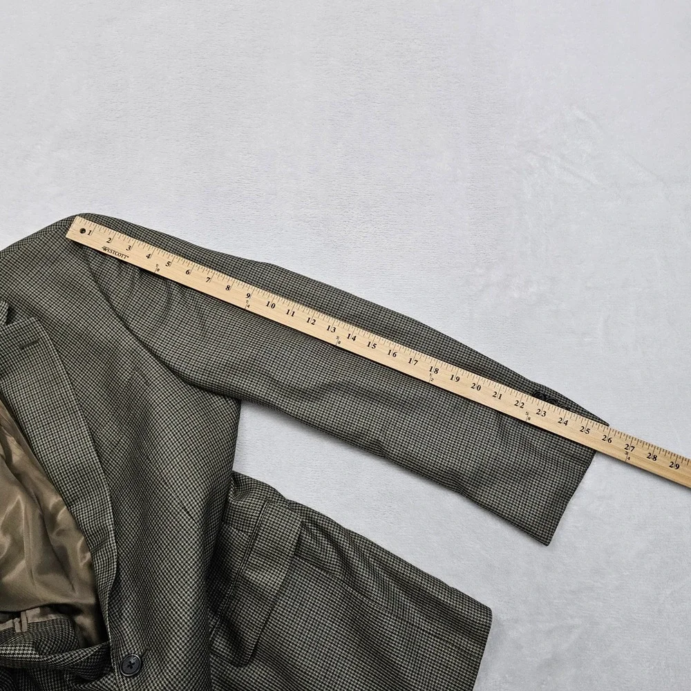 Lauren Ralph Lauren Blazer Mens 42L Brown Tan Silk Wool Houndstooth Academic